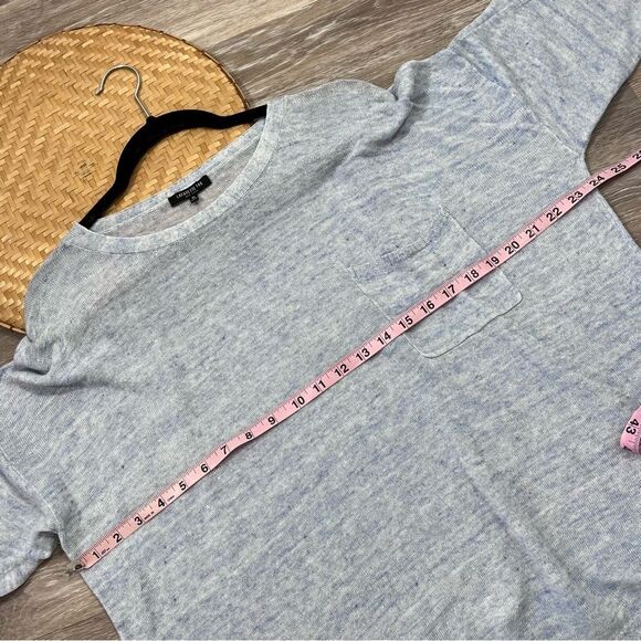 Lafayette 148 New York Blue Marled 100% linen boxy tee w/ pocket womens XL - Picture 4 of 6